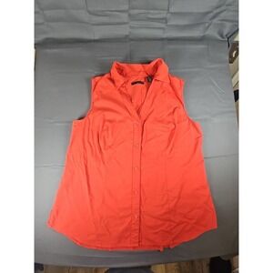 Apostrophe Womens Red Sleeveless Button Down V-neck Top Stretchy